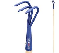KOTARBAU® Cultivateur à Main avec 3 Dents Griffe de Jardin en Acier avec Manche en Bois 132 cm Pioche de Jardin Râteau à Fleurs Accessoire de Jardinage Outil de Jardinage Accessoires de Plantation