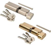 KOTARBAU Cylindre de fermeture 30/30 Nickel Avec bouton Serrure à cylindre Cylindre profilé Cylindre de porte Serrure Cylindre de sécurité Cylindre double