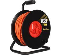 KOTARBAU® Enrouleur de câble de rallonge 35m 3x1,5 H05VV-F Grand enrouleur avec protection thermique Quadruple mise à la terre Support métallique Utile pour chaque maison, terrain, atelier, chantier o
