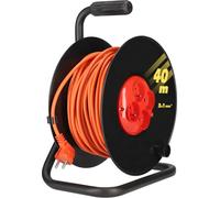 KOTARBAU® Enrouleur de câble de rallonge 40m 3x1 H05VV-F Grand enrouleur avec protection thermique Quadruple mise à la terre Support métallique Utile pour chaque maison, terrain, atelier, chantier ou 