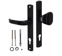KOTARBAU® Ensemble de poignée de porte - 90 mm - Plaque longue - Noir - Cylindre de profil pour portes, portails et portiques