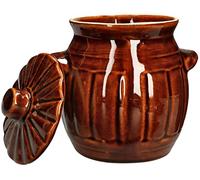 KOTARBAU® Fermentation Pot 1,2 L, Jarre de Fermentation avec Couvercle | Pot à Choucroute pour Choucroute, Kimchi, Concombres, Fruits et Légumes, Grès, Marron