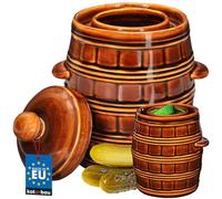 KOTARBAU® Fermentation Pot 3,2 L, Pot à Choucroute avec Couvercle à Eau | Jarre de Fermentation pour Choucroute, Kimchi, Concombres, Fruits et Légumes, Grès, Marron