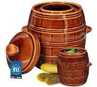KOTARBAU® Fermentation Pot 5 L, Pot à Choucroute avec Couvercle à Eau | Jarre de Fermentation pour Choucroute, Kimchi, Concombres, Fruits et Légumes, Grès, Marron