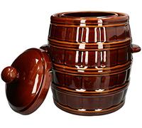KOTARBAU® Fermentation Pot 8 L, Pot à Choucroute avec Couvercle à Eau | Jarre de Fermentation pour Choucroute, Kimchi, Concombres, Fruits et Légumes, Grès, Marron