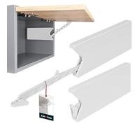 KOTARBAU® Ferrure De Relevage Polyvalent Placards PVC Blanc Charnière Relevable À Fermeture Silencieuse pour Les Façades avec Dispositifs De Verrouillage | Compas Meuble | Compas De Meuble Lift II