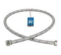 KOTARBAU® Flexible Robinet 3/8" x 3/8", Tuyau Robinet Cuisine 100 cm | Écrou Tournant x Raccord à Sertir, Rallonge Robinet Cuisine Flexible, Tuyau Flexible Plomberie, Acier Inoxydable, Argent