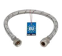KOTARBAU® Flexible Robinet 3/8" x 3/8", Tuyau Robinet Cuisine 50 cm | Écrou Tournant x Raccord à Sertir, Rallonge Robinet Cuisine Flexible, Tuyau Flexible Plomberie, Acier Inoxydable, Argent