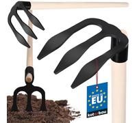 KOTARBAU® Fourchette à Pommes de Terre Fourche de Jardin 3 Dents Fourche à Bêcher avec Manche en Bois 90 cm Fourche à Compost à Fumier Outil de Jardinage Accessoire de Jardin
