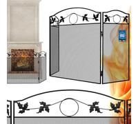KOTARBAU® Grille de protection anti-étincelles pour cheminée - 70 x 130 cm - 3 pièces - Noir - En acier - Pour enfants et enfants