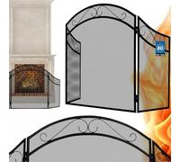 KOTARBAU® Grille de protection anti-étincelles pour cheminée - 80 x 130 cm - 3 pièces - Noir - En acier - Pour enfants et enfants