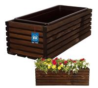 KOTARBAU Jardinière en bois - 44 x 20 cm - Avec pot intérieur - Marron - Pour balcon, jardin, terrasse - Avec insert