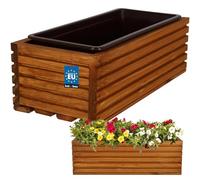KOTARBAU® Jardinière en bois avec pot intérieur pour balcon - Anthracite, 44 x 20 x 14 cm, Décontracté