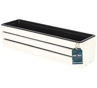 KOTARBAU® Jardiniere Extérieur, Bac à Fleurs, avec Insert Plastique | Jardiniere Rectangulaire, 60x18x15 cm, pour Terrasse, Jardin, Décoration Extérieure, Blanc