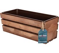 Jardiniere Extérieur - KOTARBAU® - Bois - 40x18x15cm - Brown - Rectangulaire - avec Insert Plastique