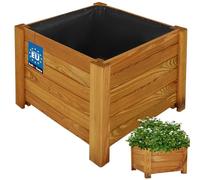KOTARBAU® Jardinière Extérieur - Bois de Pin Imprégné - 38 x 38 x 30 cm - Chêne - Jardiniere sur Pieds - Bac à Fleurs Rectangulaire - Grande Capacité - avec Toile Anti-Mauvaises Herbes