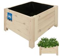 KOTARBAU® Jardinière Extérieur - Bois de Pin Imprégné - 50 x 50 x 30 cm - Blanc - Jardiniere sur Pieds - Bac à Fleurs Rectangulaire - Grande Capacité - avec Toile Anti-Mauvaises Herbes