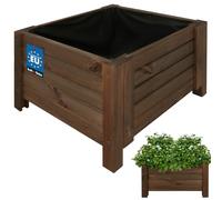KOTARBAU® Jardinière Extérieur - Bois de Pin Imprégné - 50 x 50 x 30 cm - Brun - Jardiniere sur Pieds - Bac à Fleurs Rectangulaire - Grande Capacité - avec Toile Anti-Mauvaises Herbes