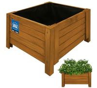KOTARBAU® Jardinière Extérieur - Bois de Pin Imprégné - 50 x 50 x 30 cm - Chêne - Jardiniere sur Pieds - Bac à Fleurs Rectangulaire - Grande Capacité - avec Toile Anti-Mauvaises Herbes