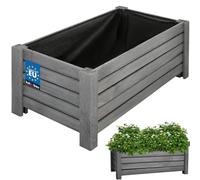 KOTARBAU® Jardinière Extérieur - Bois de Pin Imprégné - 60 x 33 x 25 cm - Anthracite - Jardiniere sur Ppieds - Bac à Fleurs Rectangulaire - Grande Capacité - avec Toile Anti-Mauvaises Herbes