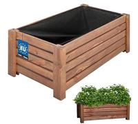 KOTARBAU® Jardinière Extérieur - Bois de Pin Imprégné - 60 x 33 x 25 cm - Brun - Jardiniere sur Pieds - Bac à Fleurs Rectangulaire - Grande Capacité - avec Toile Anti-Mauvaises Herbes