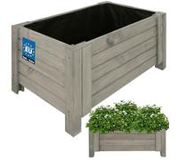 KOTARBAU® Jardinière Extérieur - Bois de Pin Imprégné - 60 x 39 x 30 cm - Anthracite - Jardiniere sur Pieds - Bac à Fleurs Rectangulaire - Grande Capacité - avec Toile Anti-Mauvaises Herbes