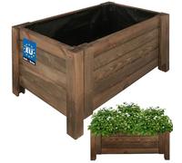 KOTARBAU® Jardinière Extérieur - Bois de Pin Imprégné - 60 x 39 x 30 cm - Brun - Jardiniere sur Pieds - Bac à Fleurs Rectangulaire - Grande Capacité - avec Toile Anti-Mauvaises Herbes