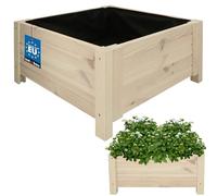 KOTARBAU® Jardinière Extérieur - Bois de Pin Imprégné - 60 x 60 x 30 cm - Blanc - Jardiniere sur Pieds - Bac à Fleurs Rectangulaire - Grande Capacité - avec Toile Anti-Mauvaises Herbes