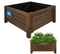 KOTARBAU® Jardinière Extérieur - Bois de Pin Imprégné - 60 x 60 x 30 cm - Brun - Jardiniere sur Pieds - Bac à Fleurs Rectangulaire - Grande Capacité - avec Toile Anti-Mauvaises Herbes