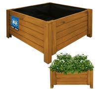 KOTARBAU® Jardinière Extérieur - Bois de Pin Imprégné - 60 x 60 x 30 cm - Chêne - Jardiniere sur Pieds - Bac à Fleurs Rectangulaire - Grande Capacité - avec Toile Anti-Mauvaises Herbes