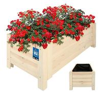 KOTARBAU® Jardinière Extérieur - Bois de Pin Imprégné - 79 x 39 x 30 cm - Blanc - Jardiniere sur Pieds - Bac à Fleurs Rectangulaire - Grande Capacité - avec Toile Anti-Mauvaises Herbes