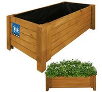 KOTARBAU® Jardinière Extérieur - Bois de Pin Imprégné - 79 x 39 x 30 cm - Chêne - Jardiniere sur Pieds - Bac à Fleurs Rectangulaire - Grande Capacité - avec Toile Anti-Mauvaises Herbes