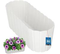 KOTARBAU® Jardinière Exterieur - Plastique - 40 x 13 x 13 cm - Blanc - Pot De Fleur Exterieur - Jardiniere Balcon - Rustique - Rectangulaire - Grand Cache-Pot