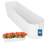 KOTARBAU® Jardinière Exterieur - Plastique - 60 x 14 x 13cm - Blanc - Pot De Fleur Exterieur - Jardiniere Balcon - Rustique - Rectangulaire - Grand Cache-Pot