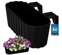 KOTARBAU® Jardinière Extérieur - Pot de Fleur - PVC - 40 x 15 x 15 cm - Anthracite - Jardinière Balcon - Rectangulaire - Légère - avec Support pour Balconnière - Décorative