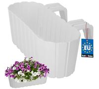 KOTARBAU® Jardinière Extérieur - Pot de Fleur - PVC - 40 x 15 x 15 cm - Blanc - Jardinière Balcon - Rectangulaire - Légère - avec Support pour Balconnière - Décorative