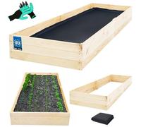 KOTARBAU® Jardinière surélevée en bois pour fleurs 120x100x18cm Imprégnée, pots de plantes marron, Couleur naturelle, 200 x 80 x 27 cm