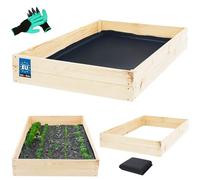 KOTARBAU® Jardinière surélevée en bois pour fleurs 120x100x18cm Imprégnée, pots de plantes marron, Couleur naturelle, 120 x 80 x 18 cm