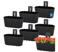 KOTARBAU® Jardinieres Exterieur 28x14x13 cm, Jardiniere Balcon Murale | Lot de 6, Pot de Fleur Exterieur, Bac Jardiniere Exterieur en Plastique, Anthracite