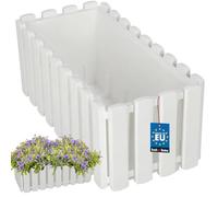 KOTARBAU® Jardinières Extérieure - Plastique - 38x18x16 cm - Blanc - Pot de Fleur - Rectangulaire - Bac à Fleurs - Jardinière Balcon - Pot de Fleur Extérieur - Facile à Nettoyer