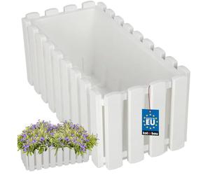 KOTARBAU® Jardinières Extérieure - Plastique - 38x18x16 cm - Blanc - Pot de Fleur - Rectangulaire - Bac à Fleurs - Jardinière Balcon - Pot de Fleur Extérieur - Facile à Nettoyer