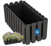 KOTARBAU® Jardinières Extérieure - Plastique - 38x18x16 cm - Gris - Pot de Fleur - Rectangulaire - Bac à Fleurs - Jardinière Balcon - Pot de Fleur Extérieur - Facile à Nettoyer