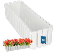 KOTARBAU® Jardinières Extérieure - Plastique - 58x18x16 cm - Blanc - Pot de Fleur - Rectangulaire - Bac à Fleurs - Jardinière Balcon - Pot de Fleur Extérieur - Facile à Nettoyer
