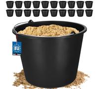 KOTARBAU® Jeu de 20 Seaux de Construction 16l Seau à plâtre Seau à mortier Seau à Ciment Seau à Eau Seau de Jardin Seau en Plastique Noir