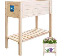 KOTARBAU® Lits surélevés Lits surélevés pour jardin balcon 79 CM avec étagère en bois Bac à plantes sur pieds Grand bac à fleurs Boîte de jardin Table de plantation Bac à plantes surélevé Bac à plante