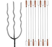 KOTARBAU Lot de 10 brochettes de barbecue avec manche en bois de 123 cm pour saucisses, brochettes à pain bâton, brochettes en acier inoxydable, marshmallow, feu de camp, pics télescopiques pour feu