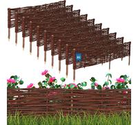 KOTARBAU® Lot de 10 Clôture Bois Bordure Jardin Extérieur 120x20cm Bordure de Jardin en Osier à Planter Marron Cloture en Osier Décoration Extérieure