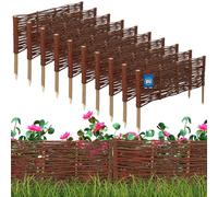 KOTARBAU® Lot de 10 Clôture Bois - Bordure Jardin Extérieur - 60 x 20 cm - Bordure de Jardin en Osier à Planter - Marron - Cloture en Osier - Décoration Extérieure