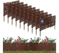 KOTARBAU® Lot de 10 Clôture Bois - Bordure Jardin Extérieur - 60 x 30 cm - Bordure de Jardin en Osier à Planter - Marron - Cloture en Osier - Décoration Extérieure