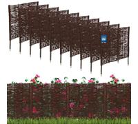 KOTARBAU® Lot de 10 Clôture Bois - Bordure Jardin Extérieur - 60 x 60 cm - Bordure de Jardin en Osier à Planter - Marron - Cloture en Osier - Décoration Extérieure